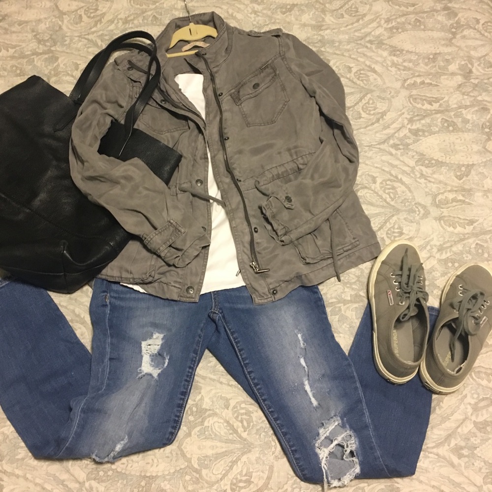 Max Jeans | Grey Army Style Jacket | Size S
